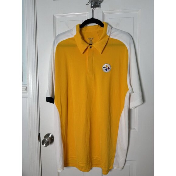Reebok Pittsburgh Steelers Men’s Yellow White Polo Size Large EUC - Picture 4 of 10